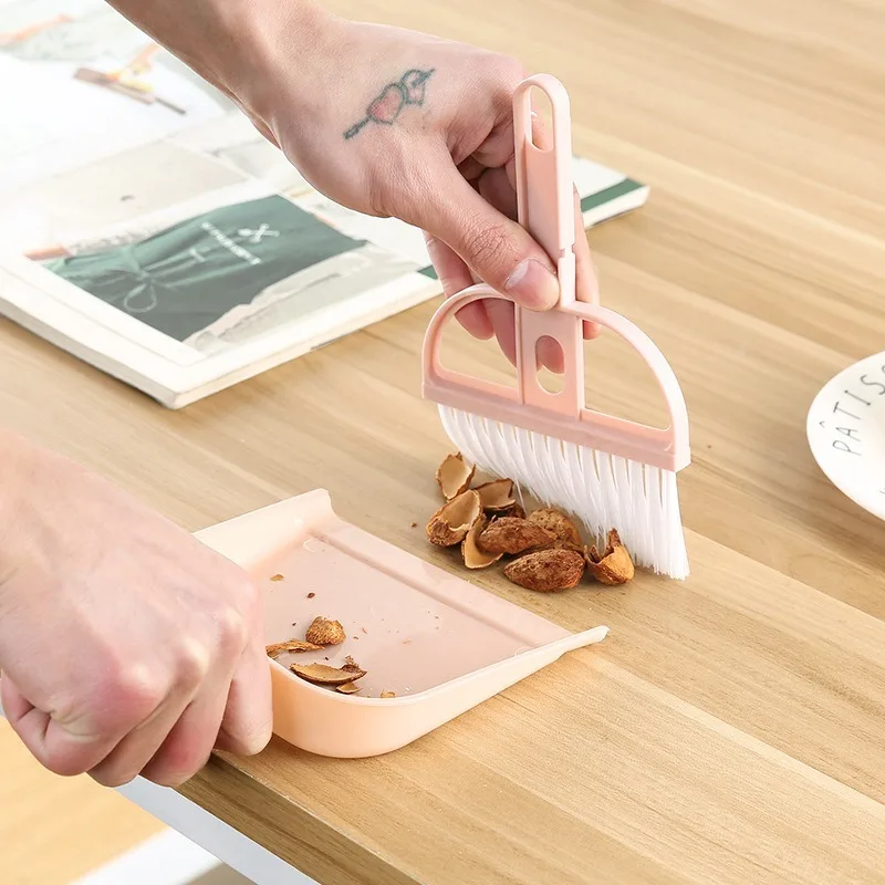 Мини щетка для чистки маленькая метла совки комплект настольная подметальная