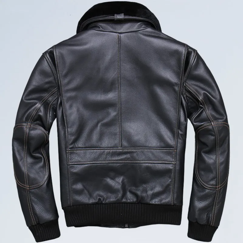 2020 Черная мужская кожаная куртка USAF Pilot европейский размер XXL шерстяное