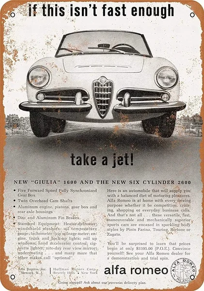 

Жестяной знак Alfa Romeo для автомобиля, настенное украшение, винтажный алюминиевый Ретро металлический знак, железная живопись, винтажный деко...