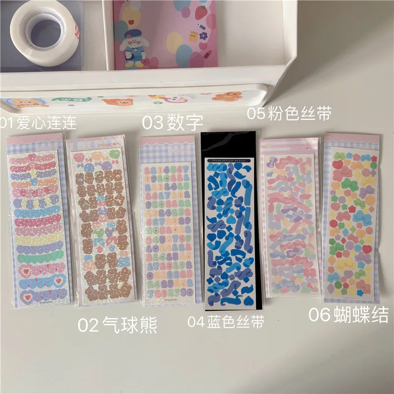 В Корейском стиле милое платье с бантом и блестками лазерный Стикеры Ins Idol карты