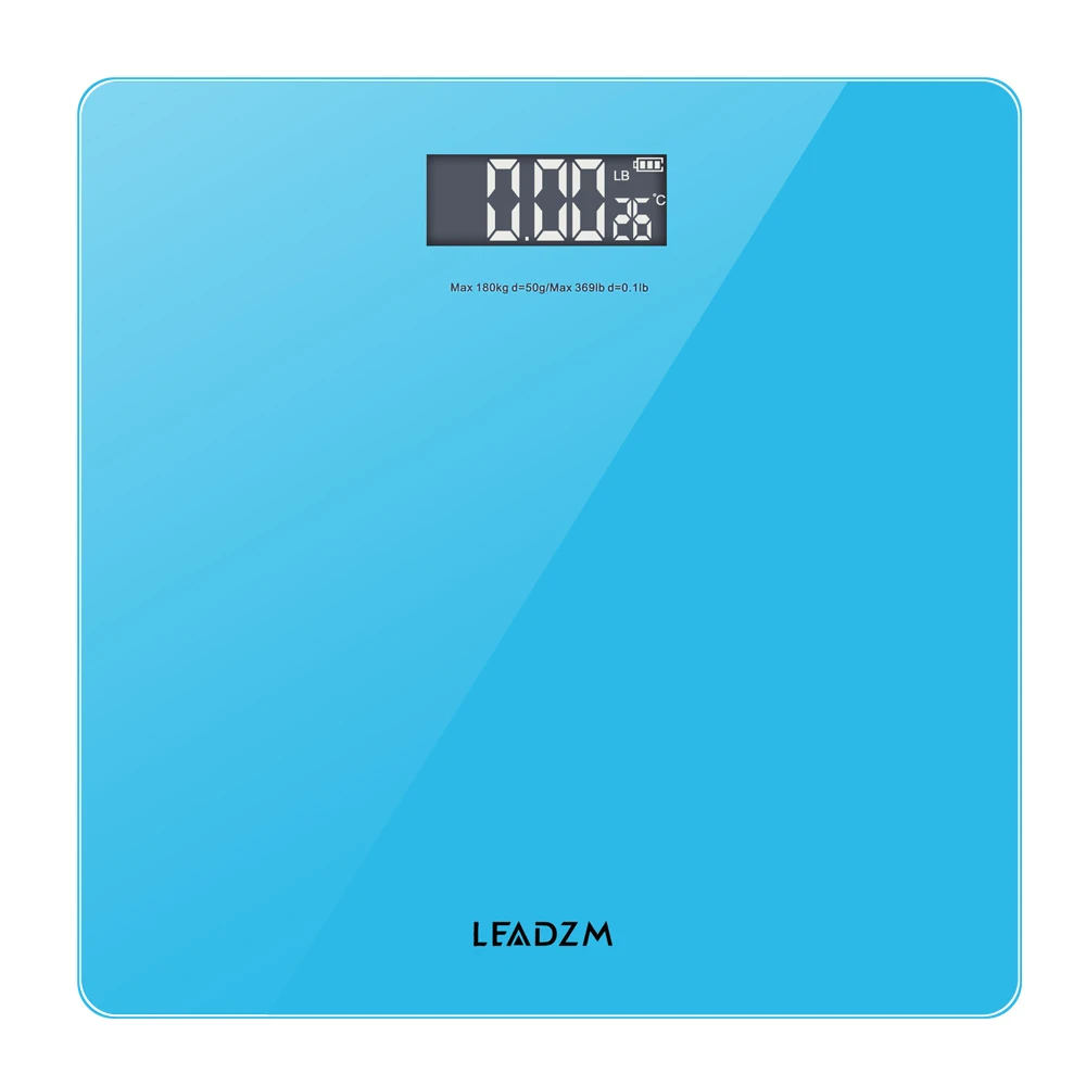 

LEADZM 30cm 180Kg/50g Personal Weighing Bathroom Scale Blue Unit Switchable L5