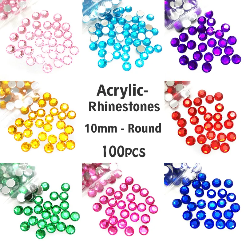 100 шт. 10 мм акриловые стразы высококачественные Круглые бриллианты искусственные