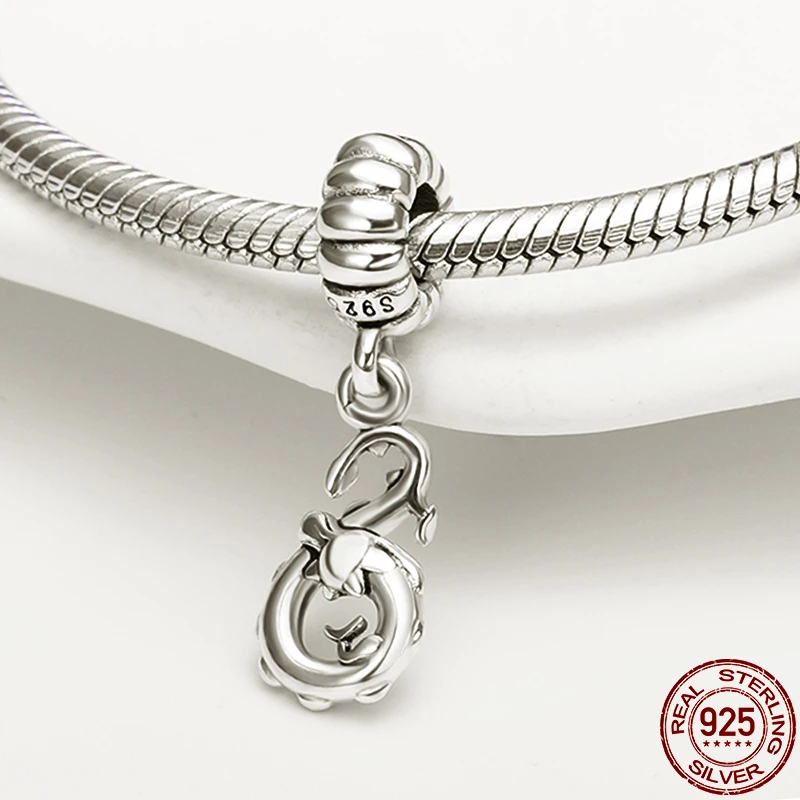 

HOT SALE Trend 925 Sterling Silver Little Snake Dangle Charm Beads Fit Original Pandora Bracelet Pendant Necklace Jewelry