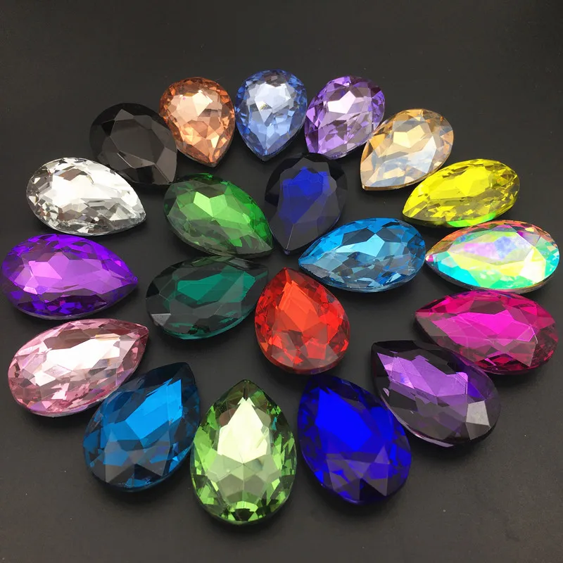 Стразы в форме капли большого размера с заостренным концом Необычные камни 30x40 мм