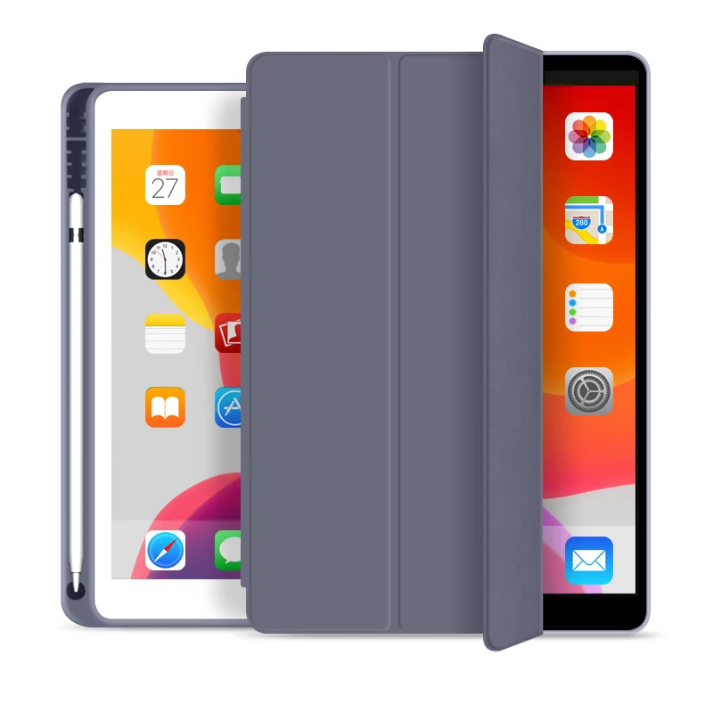 Lavender Для нового iPad 10,2 дюймов 7th Gen чехол с держателем для карандашей, ZVRUA тонкий трехскладной PU кожаный смарт-чехол просыпается - Цвет: Lavender