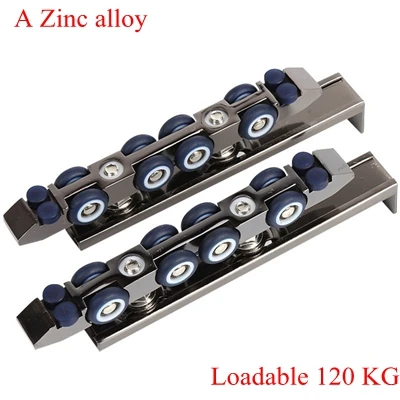 A Zinc alloy 1 пара скользящая направляющая колесико для подвесных систем для раздвижных дверей медведь 120 кг кухонная мебель двери подвесной рельс нержавеющая сталь - Цвет: A Zinc alloy