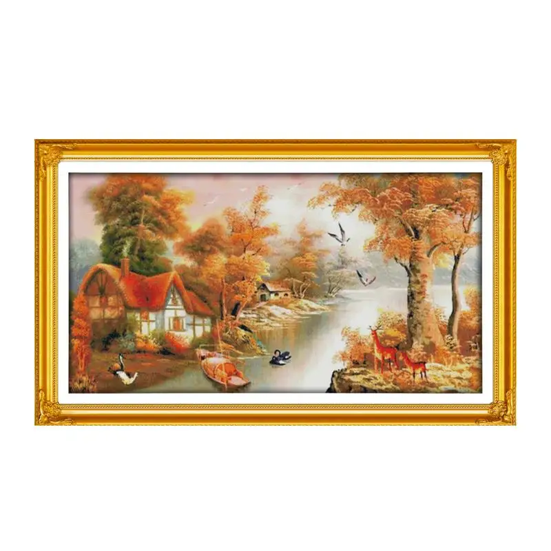 

Набор для вышивки крестом, с изображением гор и рек, 18ct, 14ct, 11ct