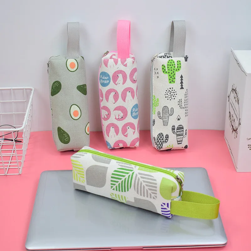 Пенал для карандашей с фруктами и авокадо большой холщовый чехол ручек школьные