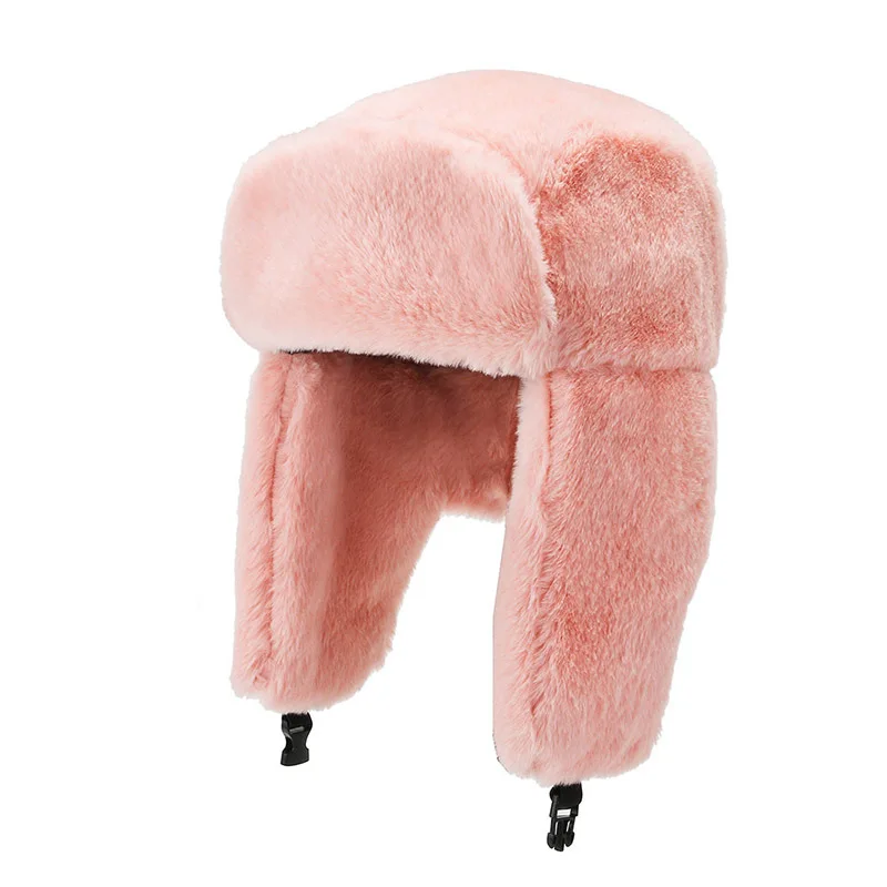 Толстая плюшевая шапка-бомбер теплая зимняя шапка для мужчин и женщин мужская