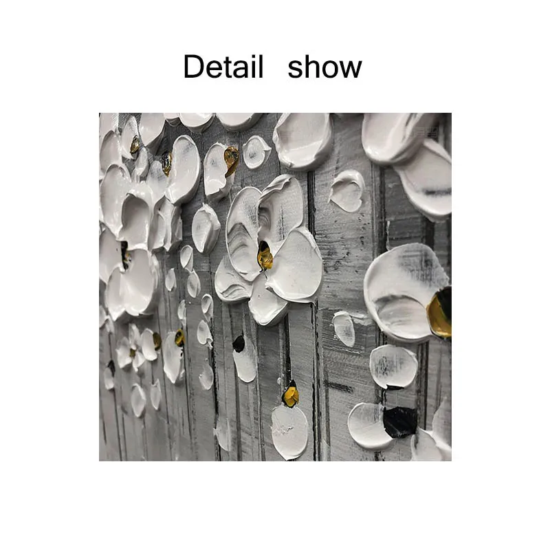 

100% handmade Silver flower abstract canvas painting wall art picture for living room home decor original acrylic texture