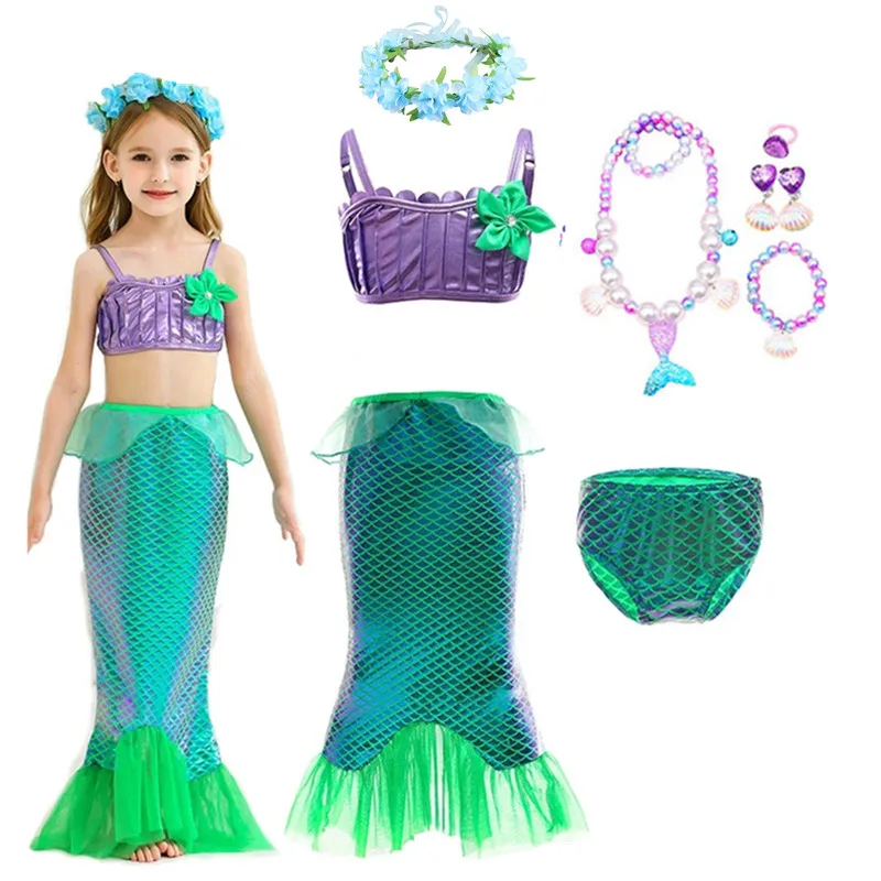 

Girls Little Mermaid Princess Ariel Dress Kids Cosplay Fancy Costume Carnival Birthday Party Clothes Halloween Clothing