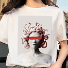 Головой змеи Женские Монстр Медуза принт женские 90s Графический Harajuku футболка с изображением якоря Топы Повседневная футболка женская одежда с коротким рукавом, футболки, одежда