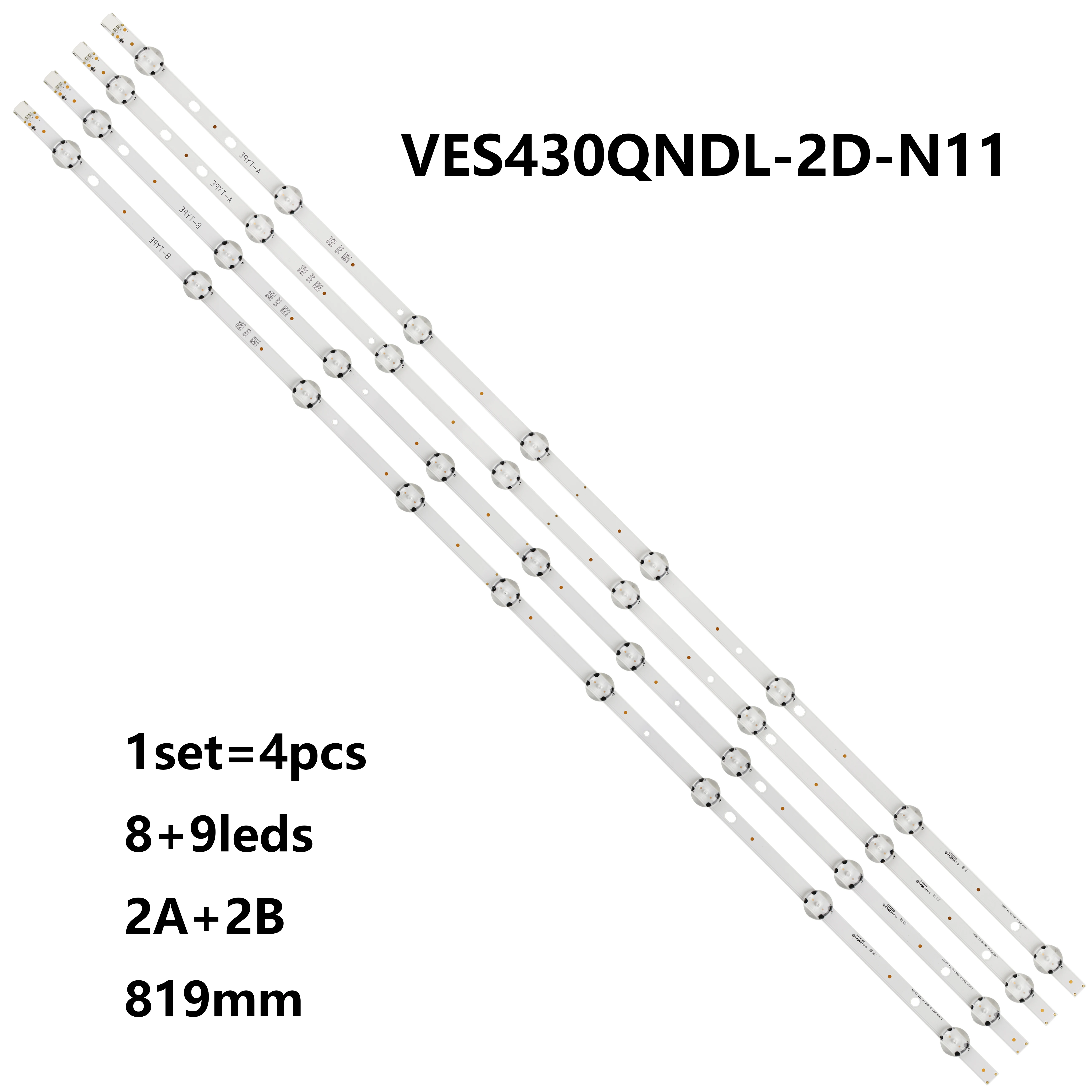 

LED Backlight strip lamp For VESTEL 43" DRT UHD A/B-TYPE REV0.3 LED43292UHDFVP VES430QNDL-2D-U11 LT-43C870 43C862 43U6663DB