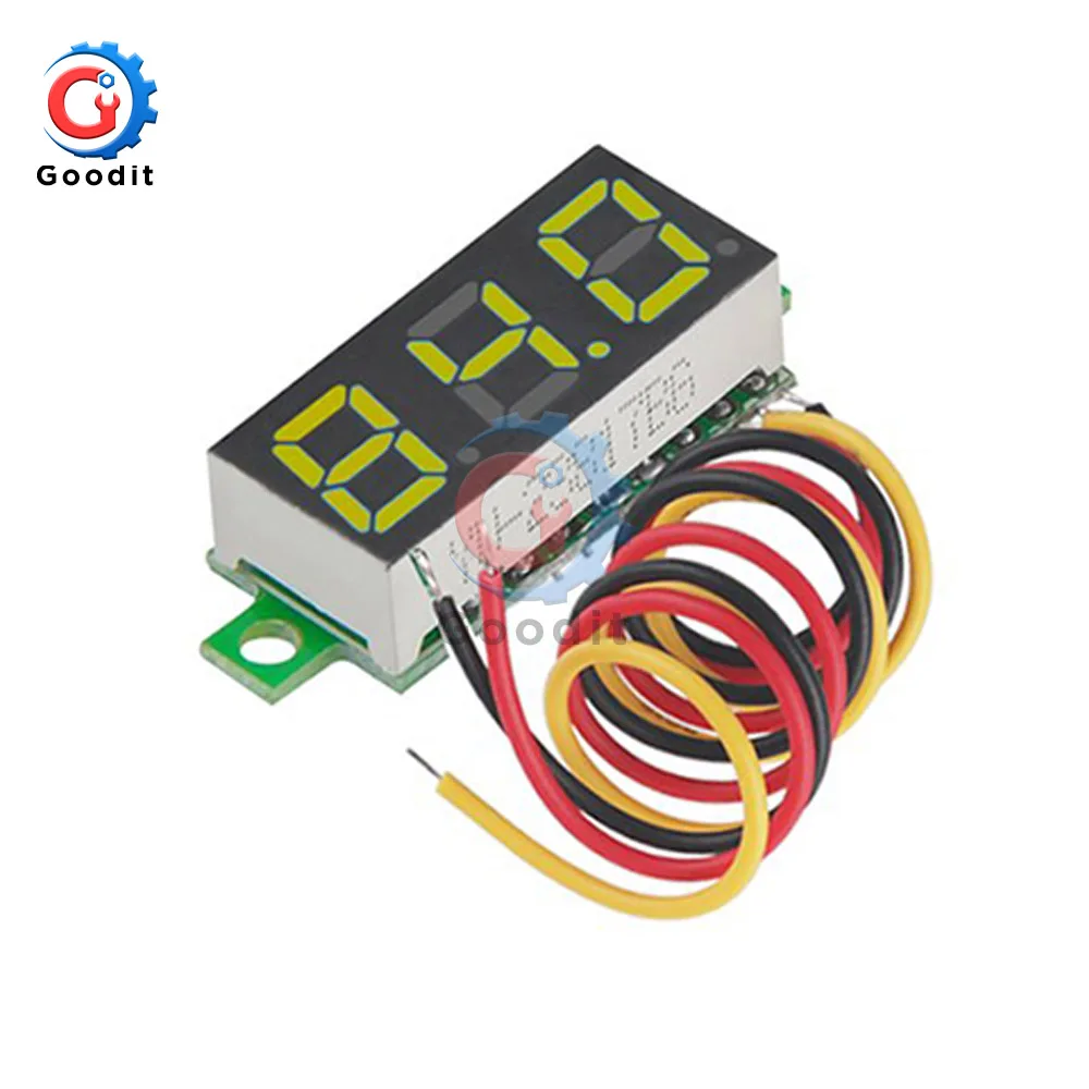 Цвет: желтый DC 0-100V светодиодный Дисплей цифровой мини-датчик напряжения постоянного тока Вольтметр 3-жильный Панель вольтметр 0,28 дюймов детектор монитор инструменты - Цвет: Цвет: желтый