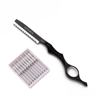 safety hair cut razors hairdresser eyebrow trimmers razors cutting barber salon tools scraping eyebrow knife 1 10 blades 6100