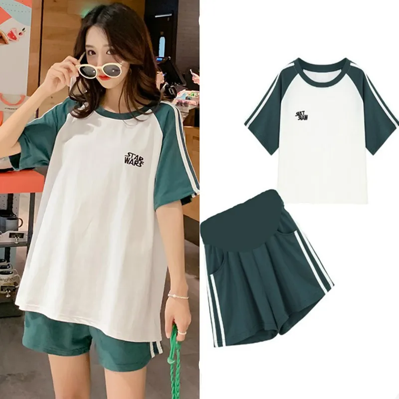 

Fashion Suit 2021 New Outing Short-sleeved Shorts Sports Women Pregnant Women Loose Summ conjuntos de vestidoer Two-piece Suit