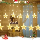 СВЕТОДИОДНАЯ Гирлянда-занавеска со звездами, 2,5 м, 220 В