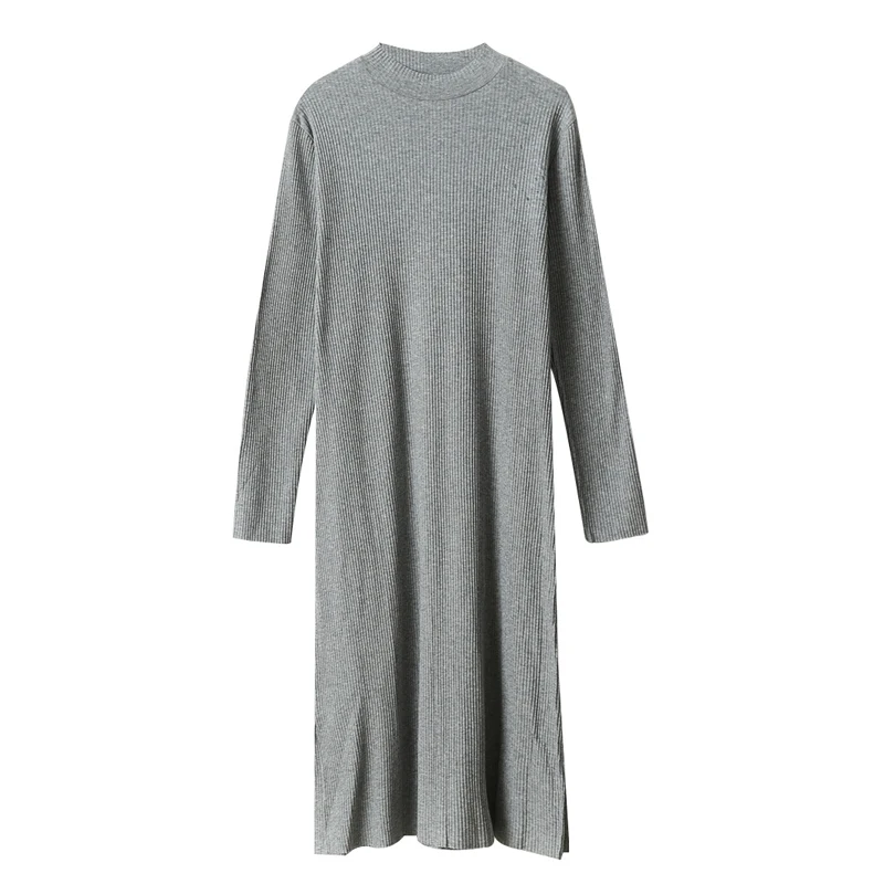 2019 женский длинный зимний свитер вязаный с воротником-стойкой пуловер осенний