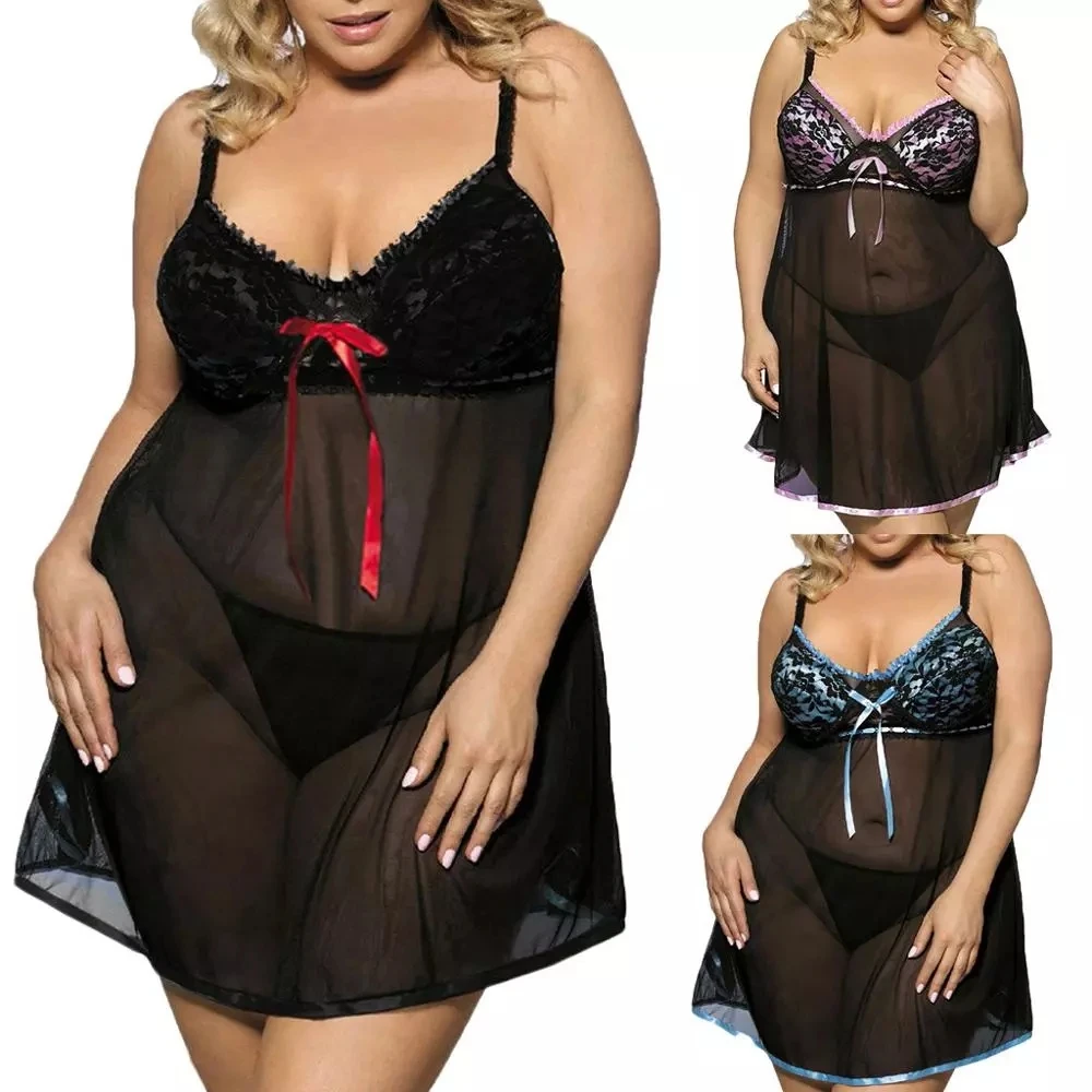 6XL сексуальное женское на шнуровке с бантом нижнее белье одежда для сна размера