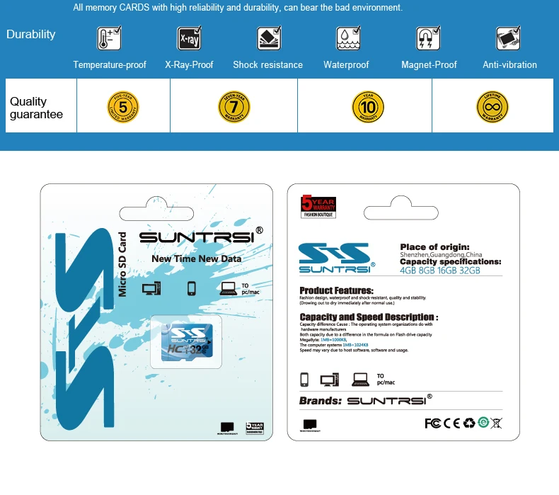 Suntrsi Microsd SD карта 256 ГБ 128 Гб карта памяти Мини TF карта класс 10 высокоскоростная Micro TF карта 64 ГБ реальная емкость