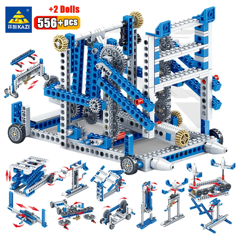 

4in1High-Tech Mechanical Gear Truck Crane Building Blocks Physics Wheels Science DIY Engineering Children Educational Toys Gift
