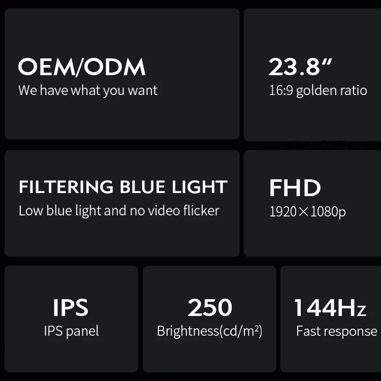 

60Hz Monitor 2K Mini Screen 23.8 24 Inch dispaly desktop office vga custom Led screen Factory computer pc monitor
