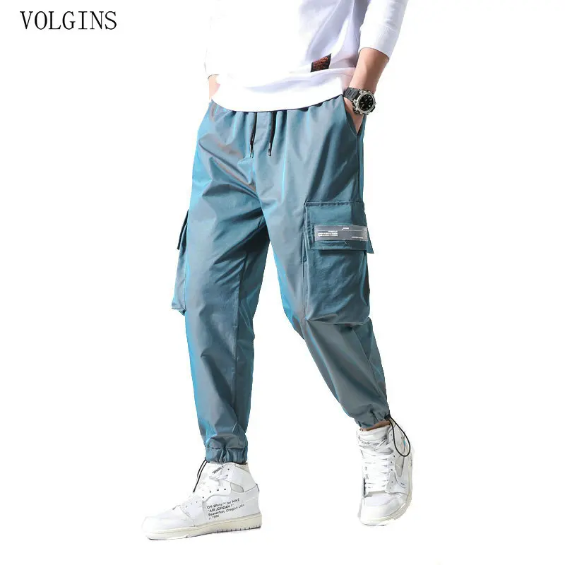 Брюки карго Мужские Светоотражающие уличная одежда Свободные повседневные