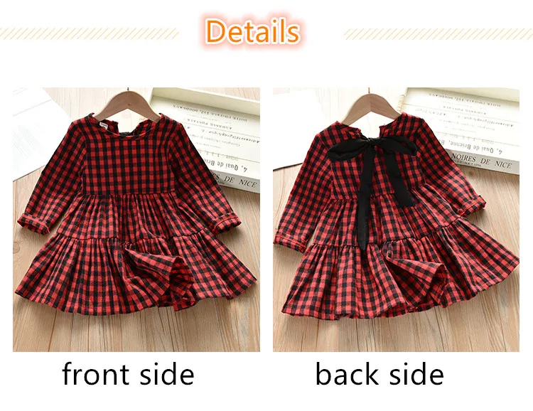 2to 10 year Girls plaid dresses autumn and spring long sleeve fashion female children clothing dress vestido kids clothes
