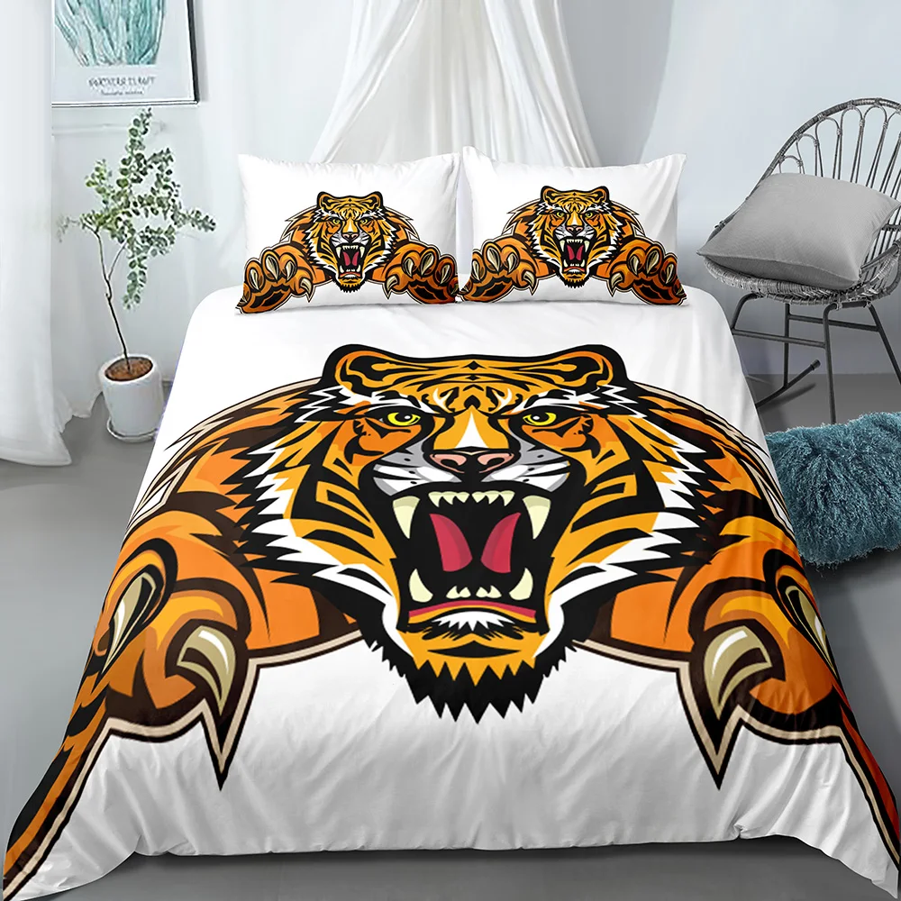 

Bedding Brand 3D Cartoon Bedding Sets Bear lion Tiger Animal Duvet Cover Black Bedlinen Bedclothes Double Queen King Size 3PCS