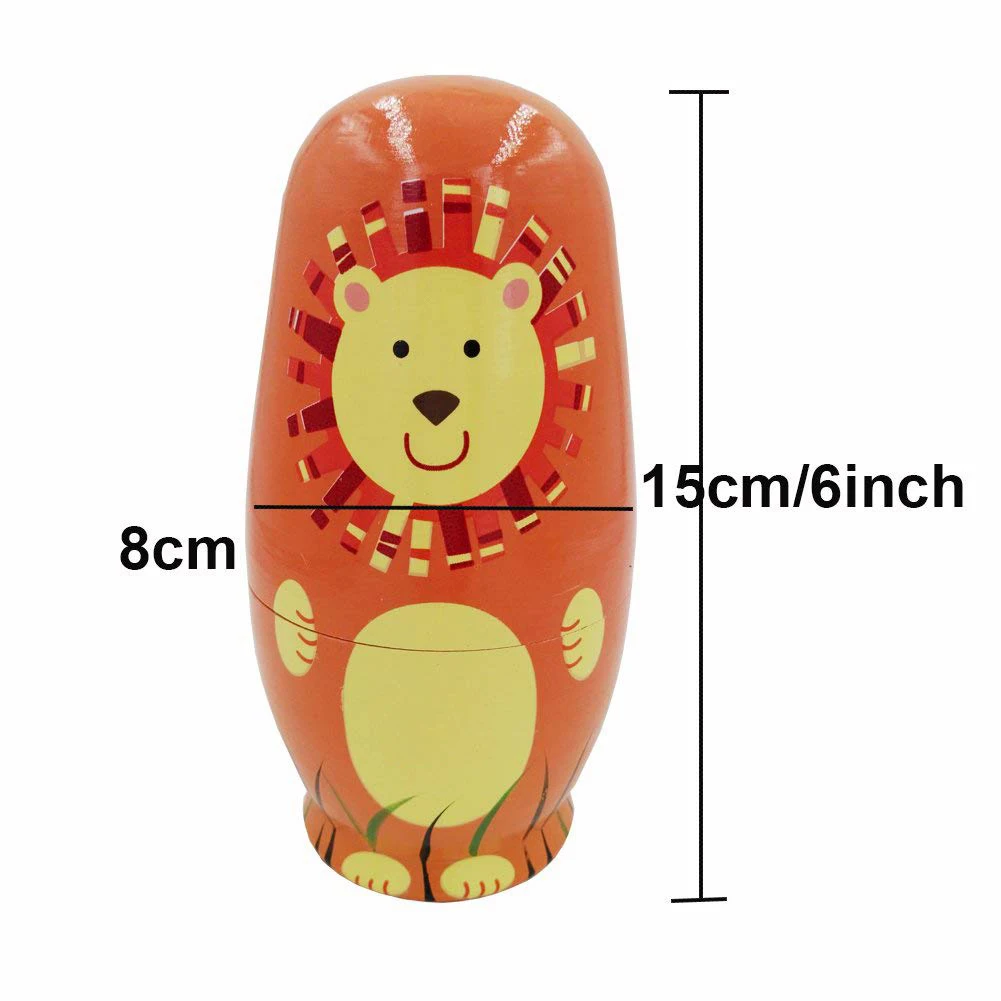 

5Pcs/Set Wooden Bear Animal Russian Nesting Dolls Handmade Desktop Decor Gift
