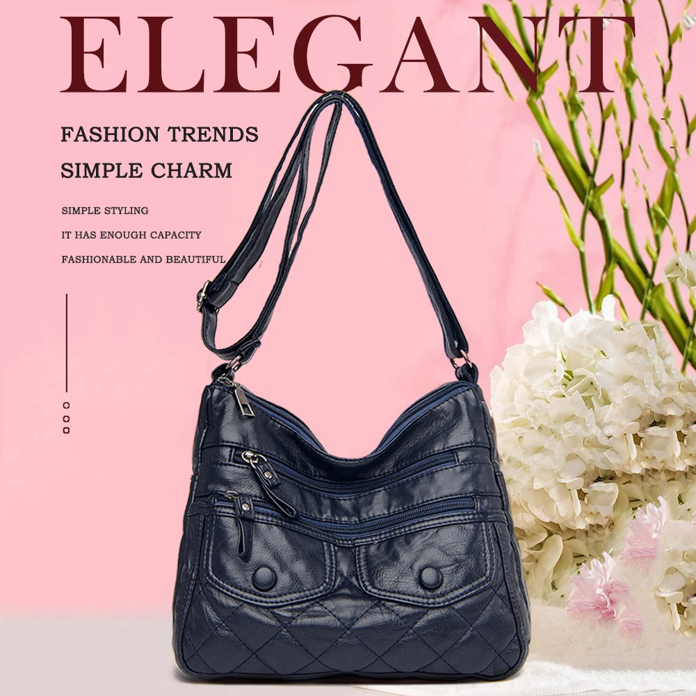 

Модные женские сумки, мягкая однотонная сумка через плечо в клетку, женские нейлоновые сумки через плечо, женские повседневные сумки-мессен...