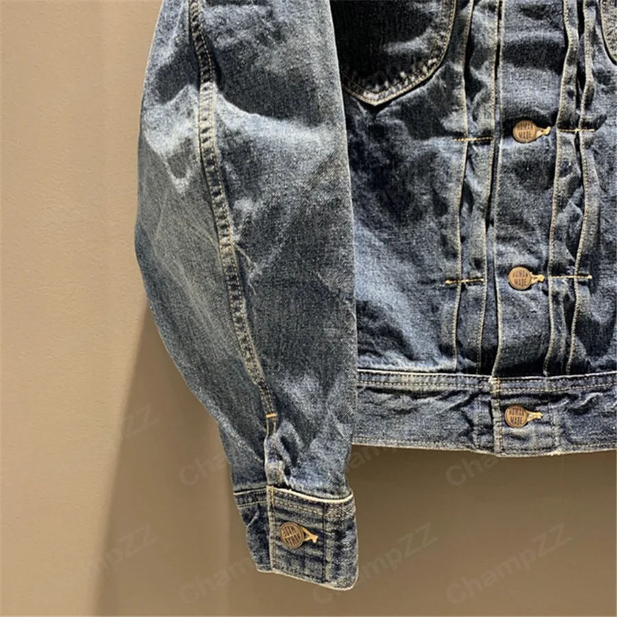 

Embroidered Polar Bear HUMAN MADE DENIM WORK Jackets Men Women Streetwear Cowboy Men's Jean Jacket