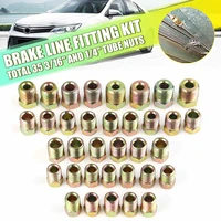 35pcs for inverted flare 316 od and 14 od copper nickel brake line tubing tube fitting kit nuts iron plating zinc