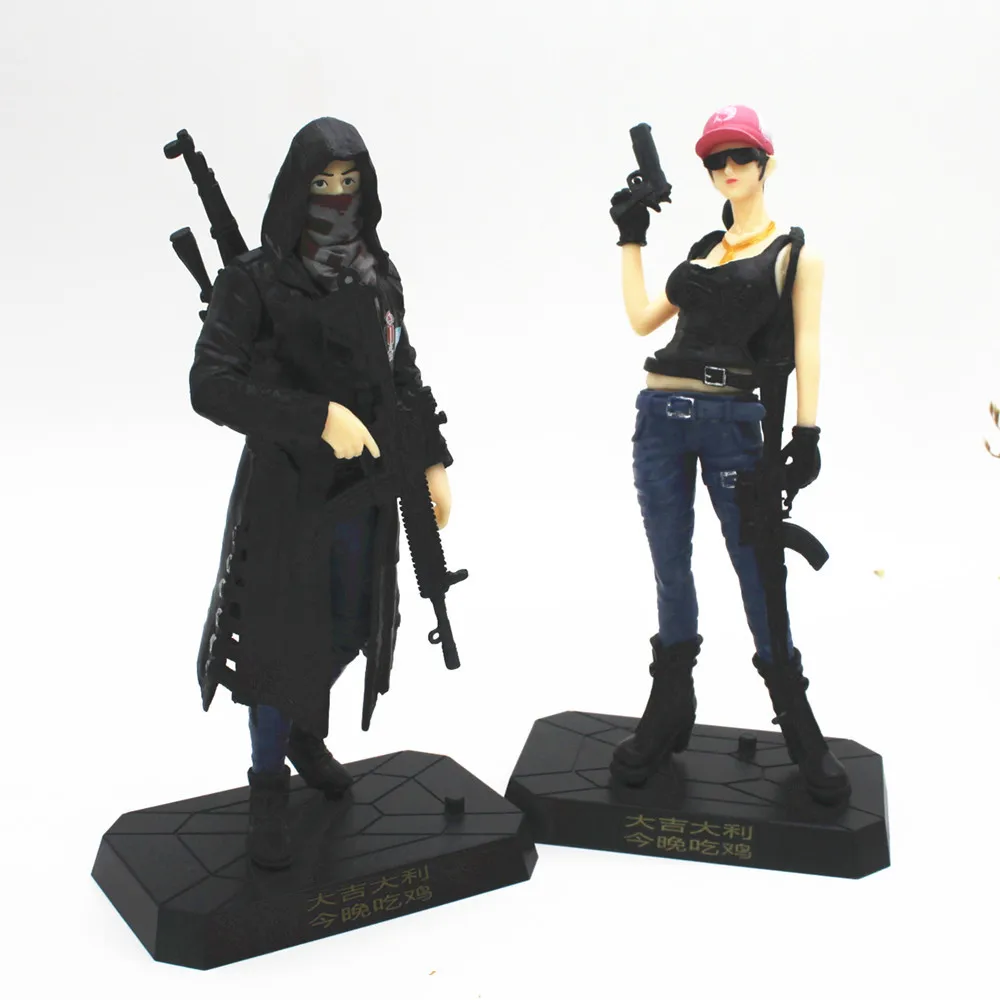 

18cm PLAYERUNKNOWN’S BATTLEGROUNDS PUBG Great Escape Eat Chicken Game Characters with Gun weapons PVC Action Figure Model Toy
