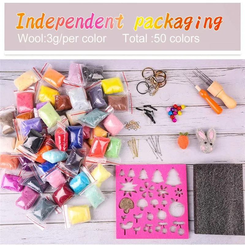 LMDZ 254 Pcs Wool Felt Kit Handle Wool Felting Tools And Felt Foam Molds DIY Craft Animal Needle Felting Kit With Storage Box