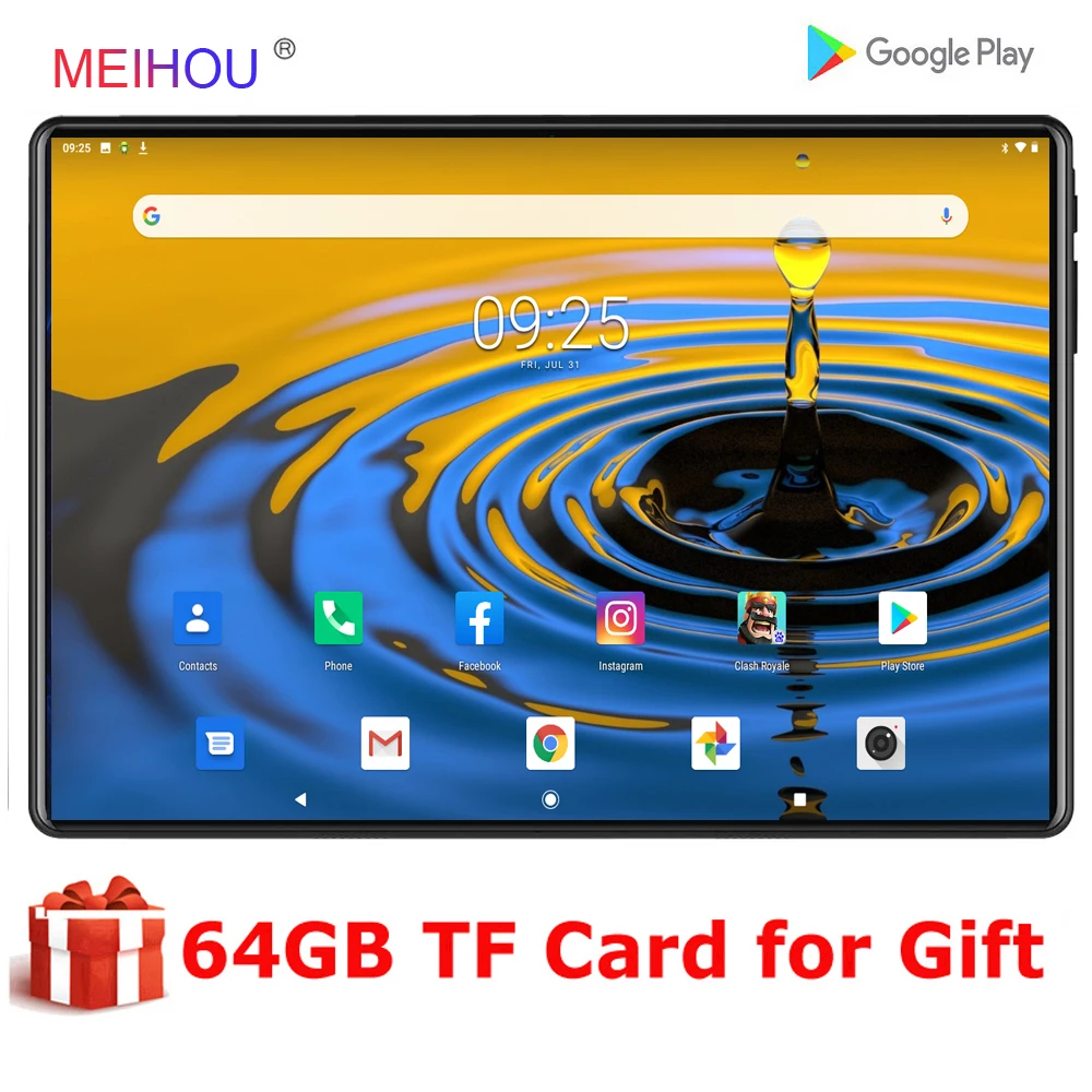 10 дюймовый планшет с четырёхъядерным процессором ОЗУ 2 Гб ПЗУ 32 ГБ 1280*800 IPS HD