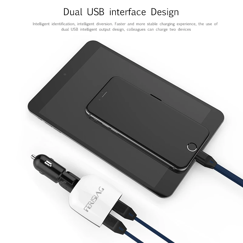 FERISING LED QC3.0 Car Charger Digital Display Dual Car-charger USB Port for iPhone/Samsung/Xiaomi Phone Charging Adapter | Мобильные