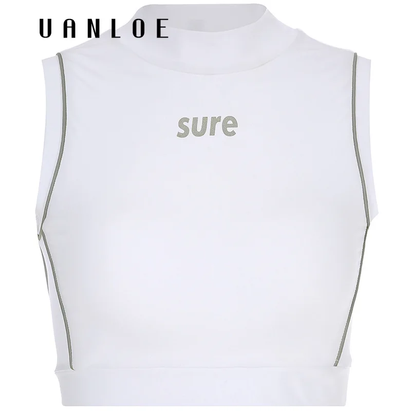 Женский укороченный облегающий топ на бретелях с буквенным принтом