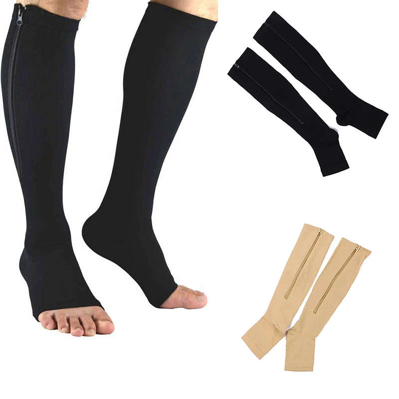 Компрессионные носки на молнии Эластичные гольфы Облегающие Гольфы унисекс с