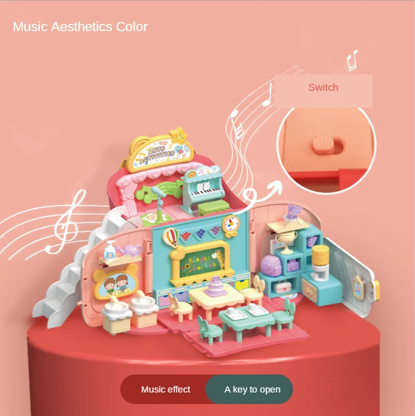 

Kids Set Toys Playset Pretend Play Role Play Kits Toy with Storage Box schoolbag Girls toys Birthday Gift Kindergarten schoolbag