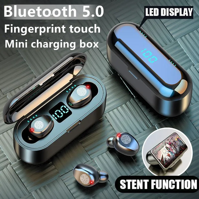 

Bluetooth headset 5.0 TWS Wireless Earphone movement Bluetooth headphone LED Display With Microphone 2000mAh Power Bank Headset