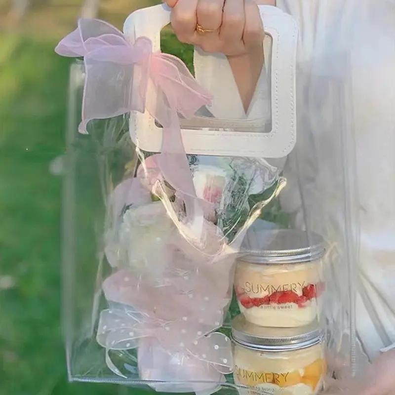 

Creative Transparent Candy Biscuits Bag For Valentine's Day Birthday Wedding Bridesmaid Gift Packing Bags Portable Gifts Box