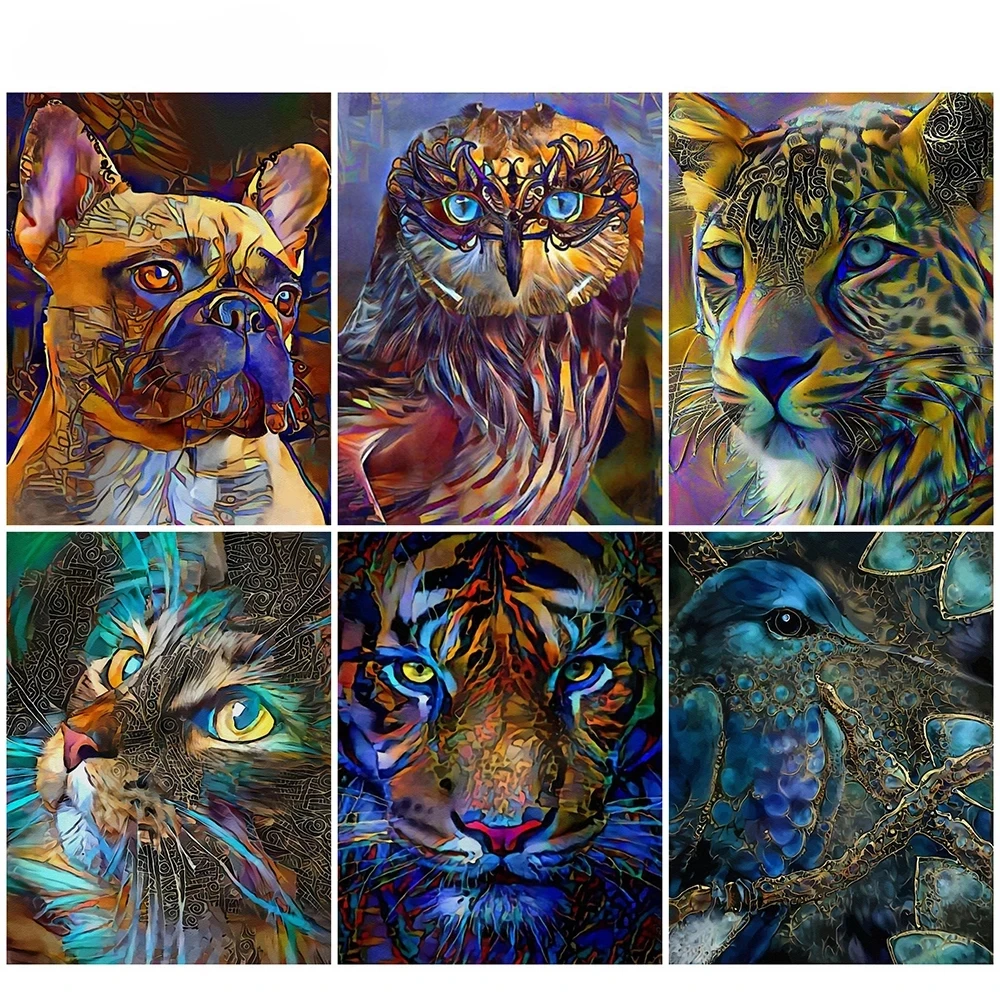 

Animal Cross Stitch 5D Diy Comic Style Cat Dog Leopard Full Square Round Diamond Embroidery Mosaic Art Craft Home Decoration