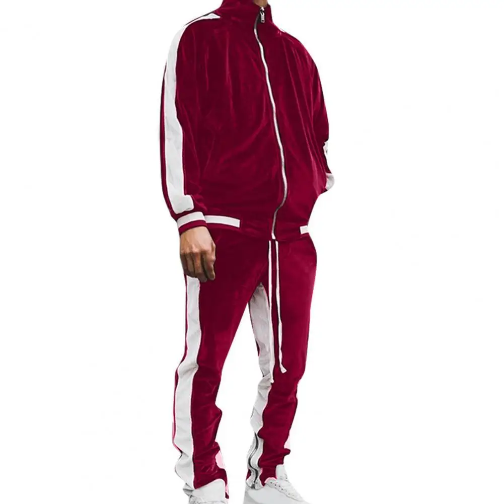 

Мужской спортивный костюм, пальто, спортивная одежда, теплый комплект из двух предметов контрастных цветов, мужская толстовка с отложным во...