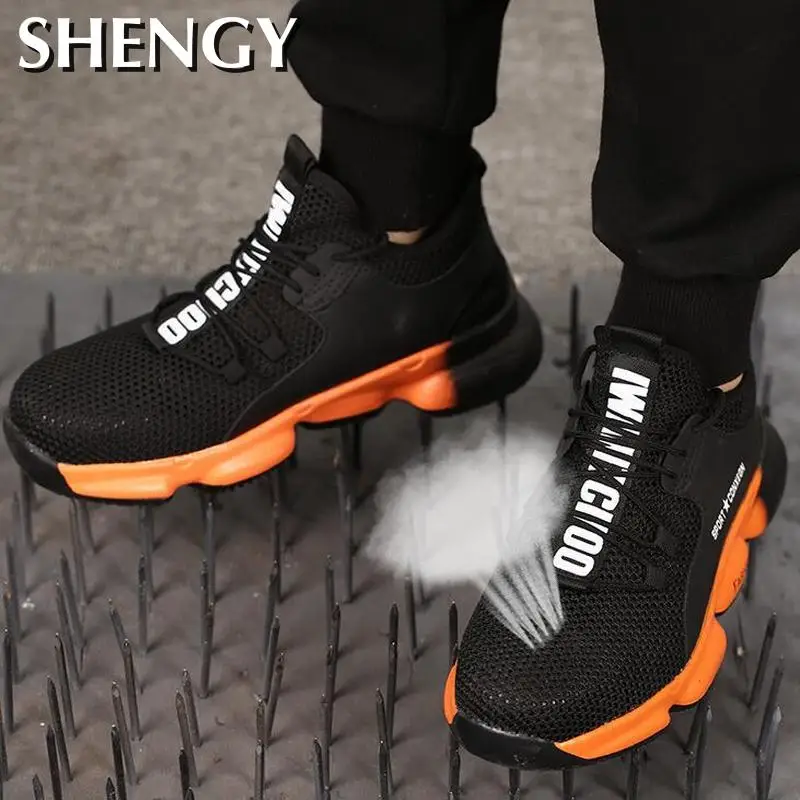 2020 Men Casual Shoes Male Man Sneakers Mesh Breathable Light Steel Toecap Work Safe Protect Zapatos De Hombres Tenis |