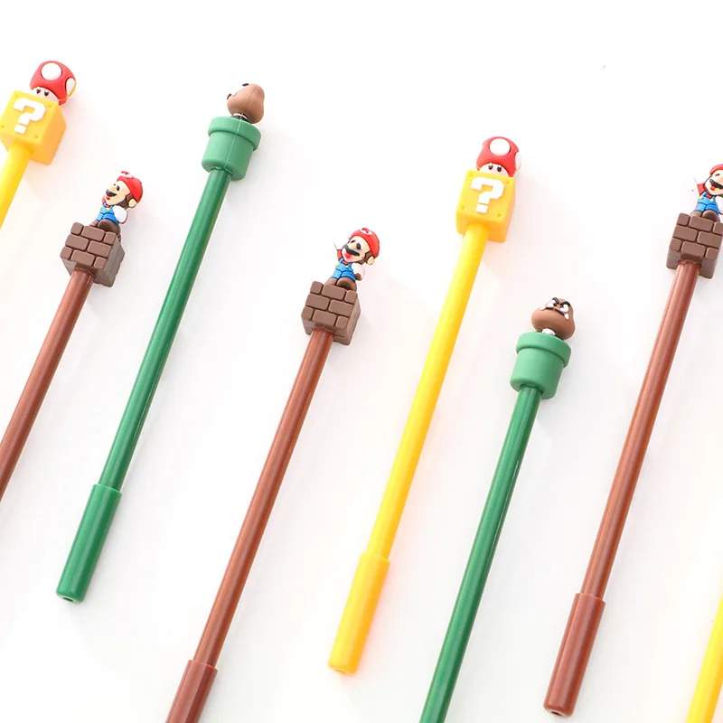 Милая мультяшная супер Мэри мягкая резиновая черная нейтральная ручка 0 5 мм