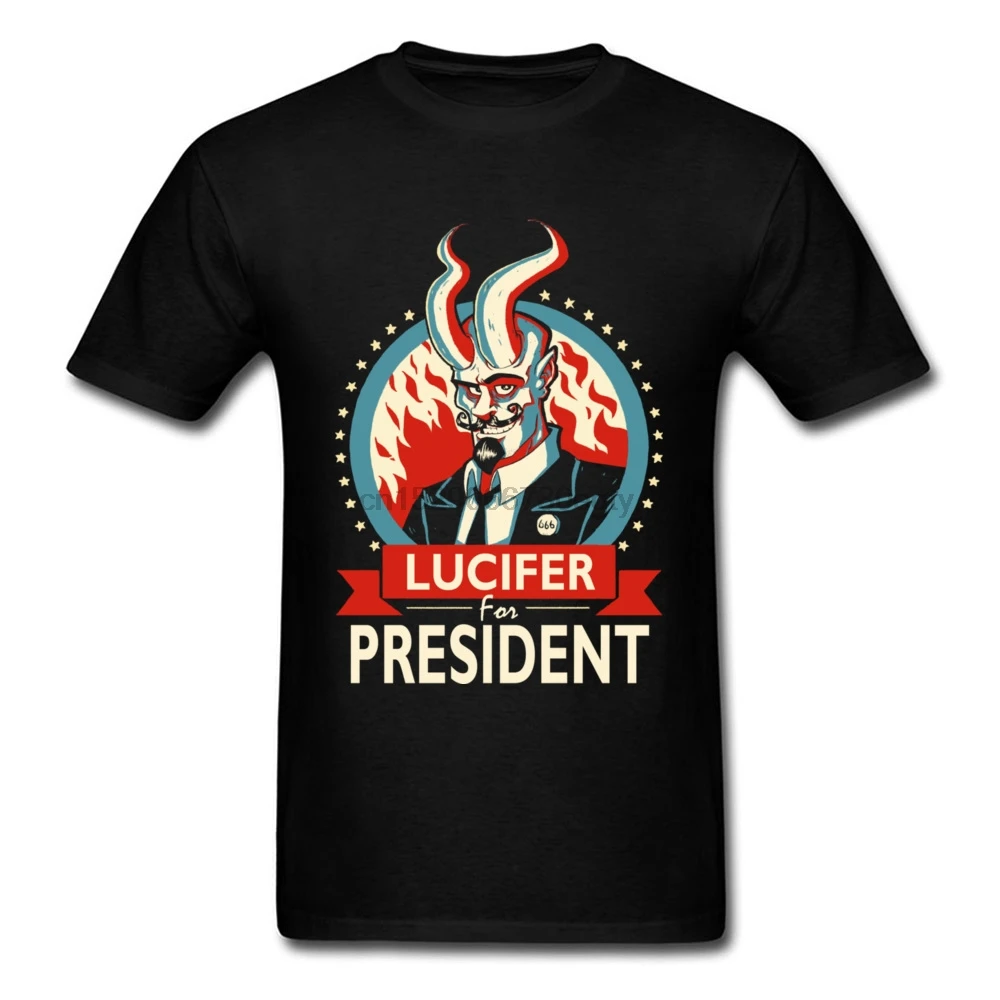 Lucifer For President 2019 Мужская футболка с принтом сатаны дьявола летняя стильная одежда
