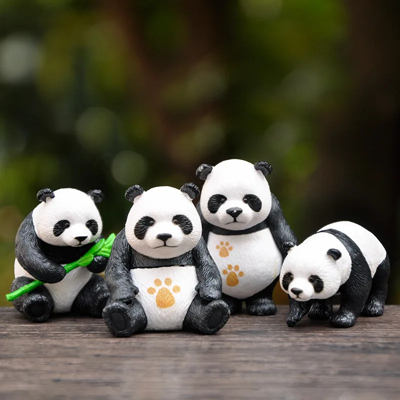 Миниатюрные автомобильные куклы BAIUFOR 4 шт. милая семья бамбуковых панд орнамент