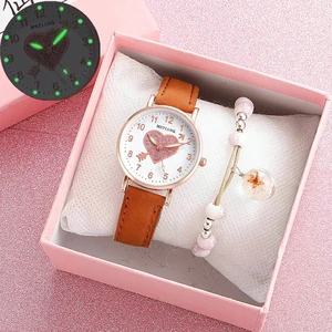 Heart Pattern Woman's Watches Small Dial Dress Girls' Watch Leather Strap Female Wristwatches Gift Clock zegarek damski reloj