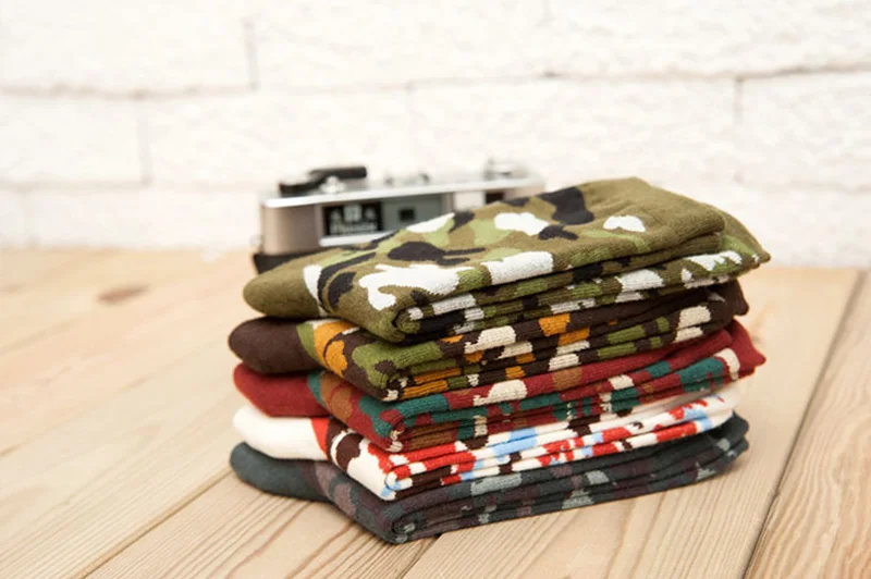 Мужские камуфляжные носки мужские Модные в стиле хип хоп с 3D принтом средней